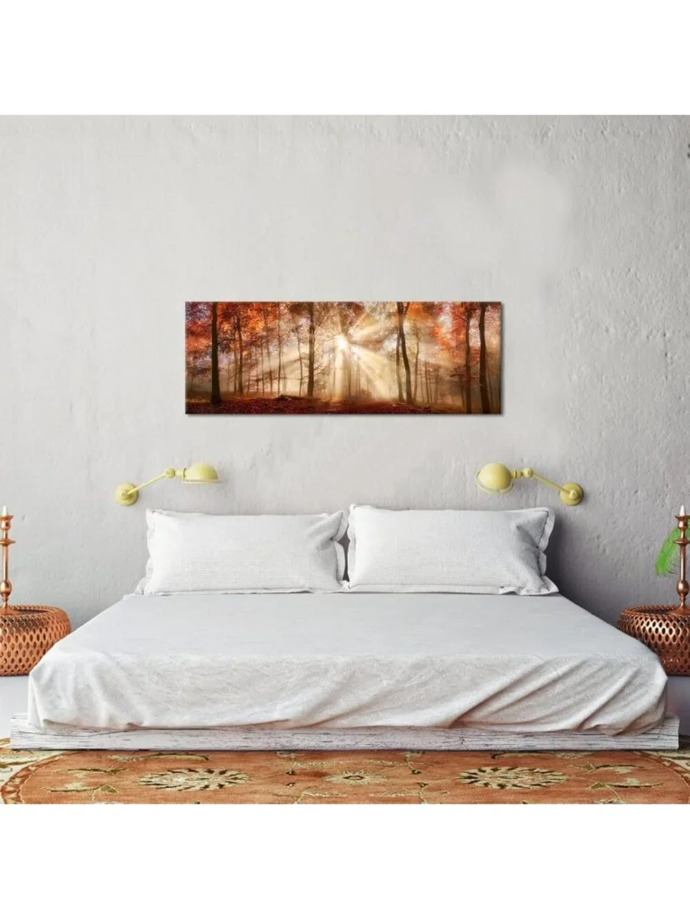 Autumn Forest Canvas Wall Art - Sunlit Nature Scenery for Home & Office Decor